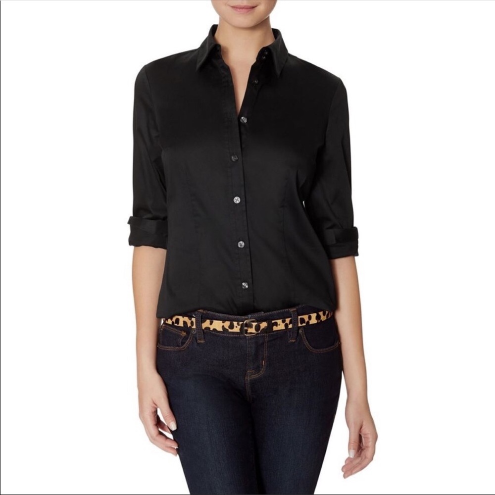 The Limited essential button down shirt black new